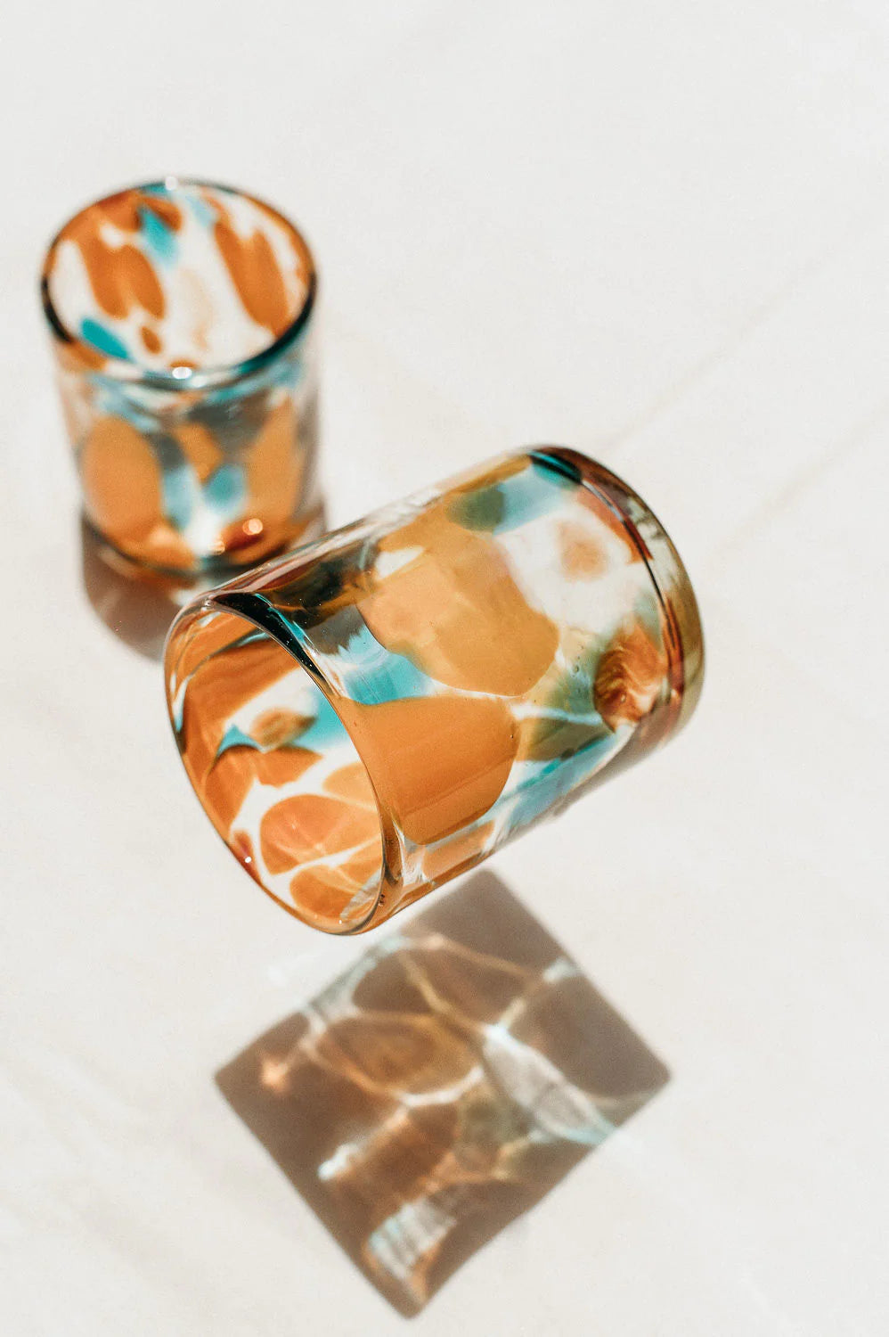 VASO ACAPULCO ( NARANJA AZUL TRANSPARENTE )