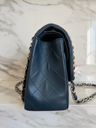 CLASSIC LARGE FLAP BAG IN BLUE CAVIAR