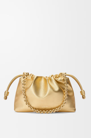 Flamenco Medium Napa Drawstring Gold Bag