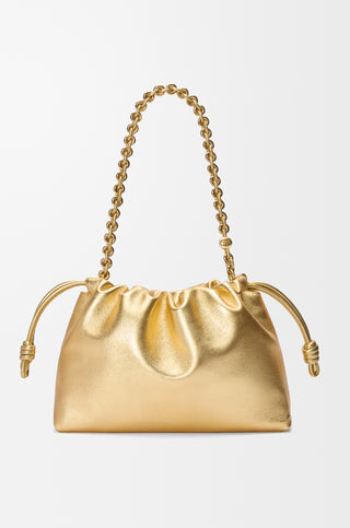 Flamenco Medium Napa Drawstring Gold Bag