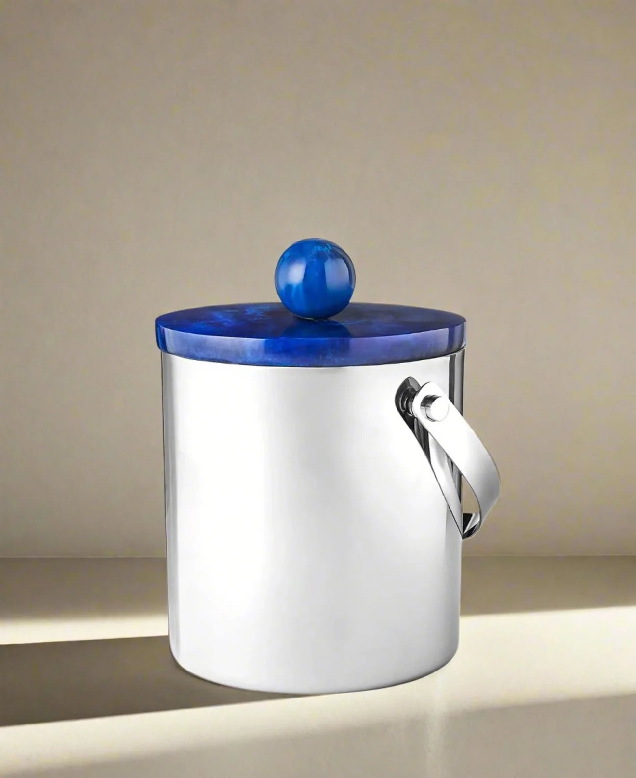 Azure Blue Resin & Stainless Steel Ice Bucket