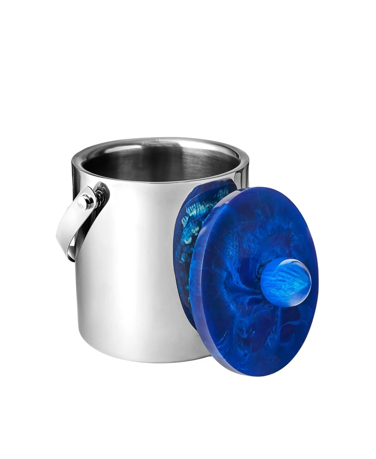 Azure Blue Resin & Stainless Steel Ice Bucket