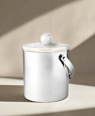 Azure Matte White Resin & Stainless Steel Ice Bucket