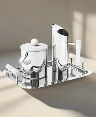 Azure Matte White Resin & Stainless Steel Ice Bucket