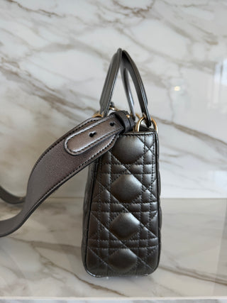 LADY SMALL MY ABC BAG IN METALLIC DARK GREY