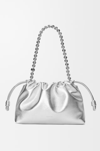 Flamenco Medium Napa Drawstring Silver Bag