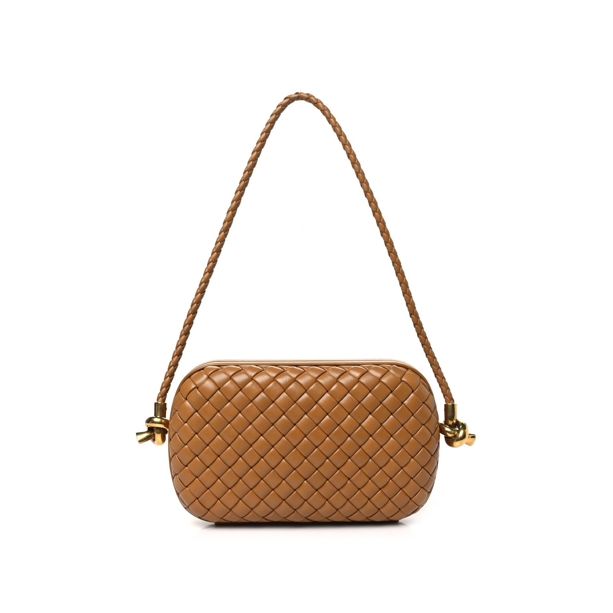MINAUDIÈRE CARAMEL CLUTCH WITH KNOT STRAP