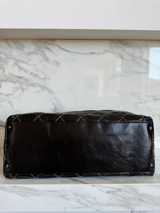 Glazed Stitch Black Hobo Chain Shoulder Bag
