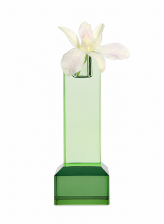 CANDELABRO CRISTAL CORTADO VERDE RECTANGULAR
