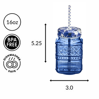 Claro Blue Mason Jar, Set of 2
