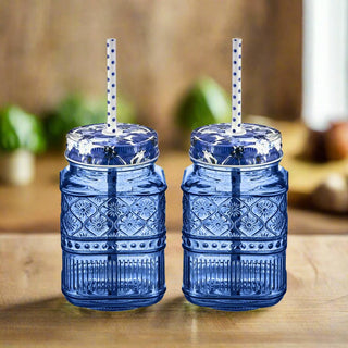 Claro Blue Mason Jar, Set of 2