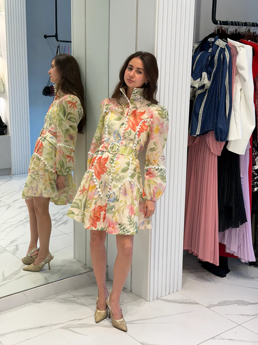 Vestido Cinto Flores