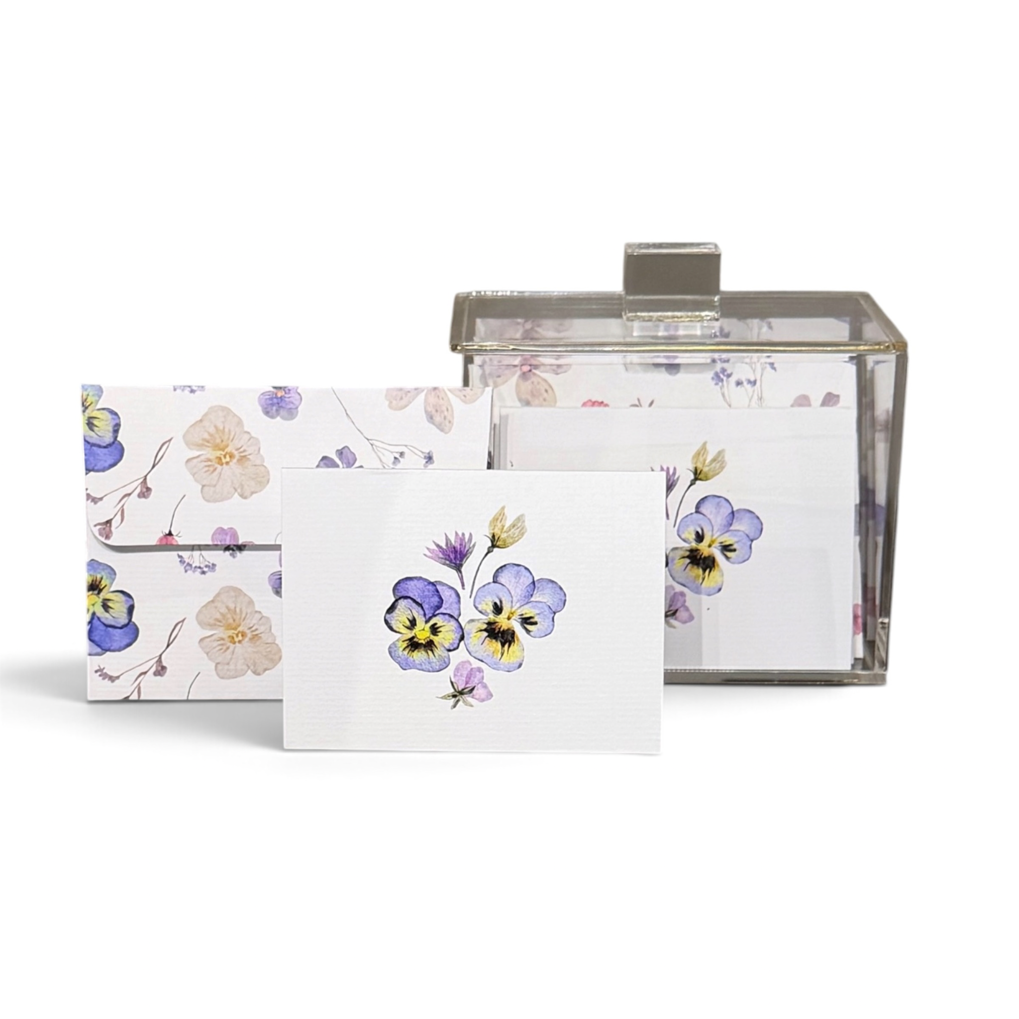 Caja cubo diseño flores con tapa cuadrito