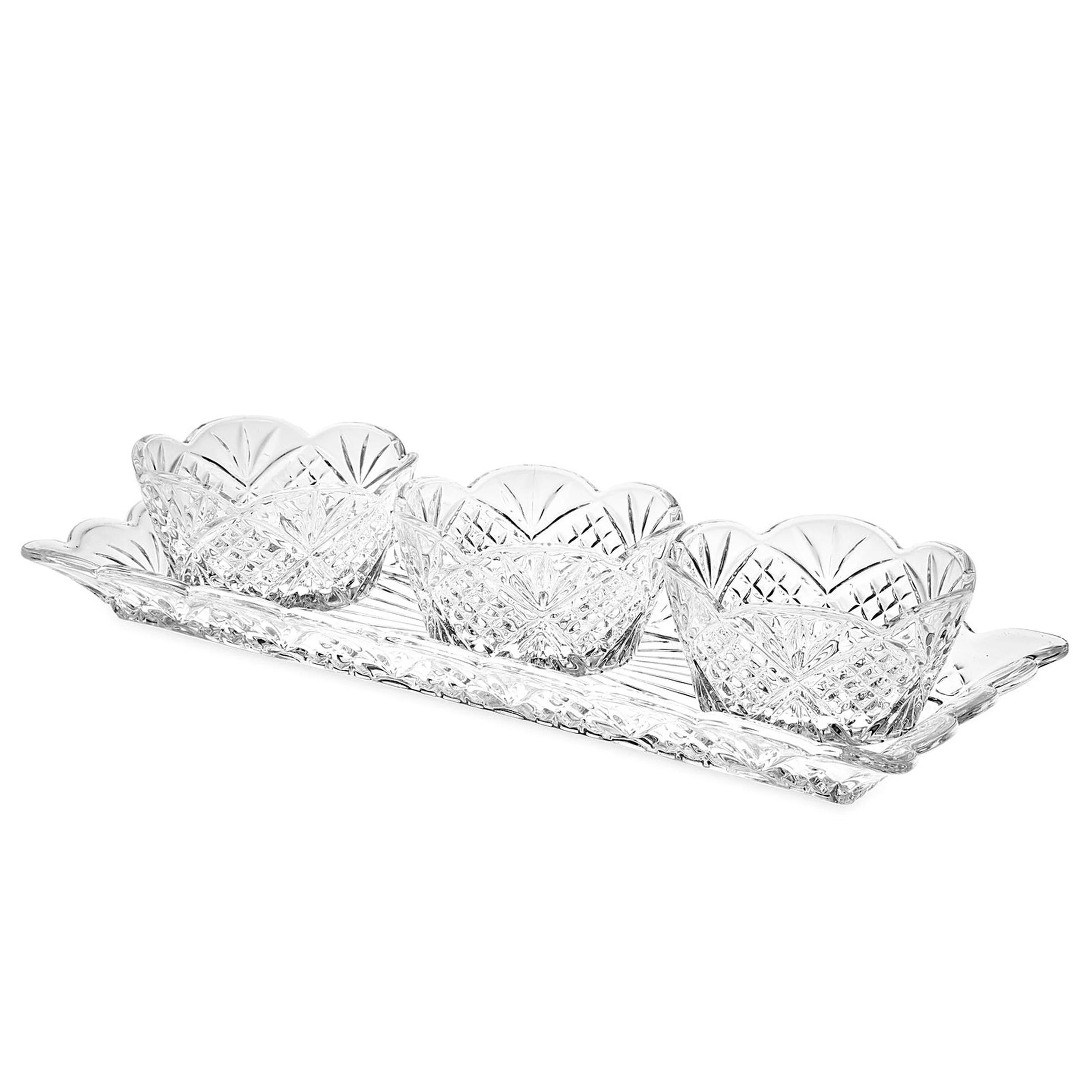 Dublin Crystal Relish Server, 4 Piece Set