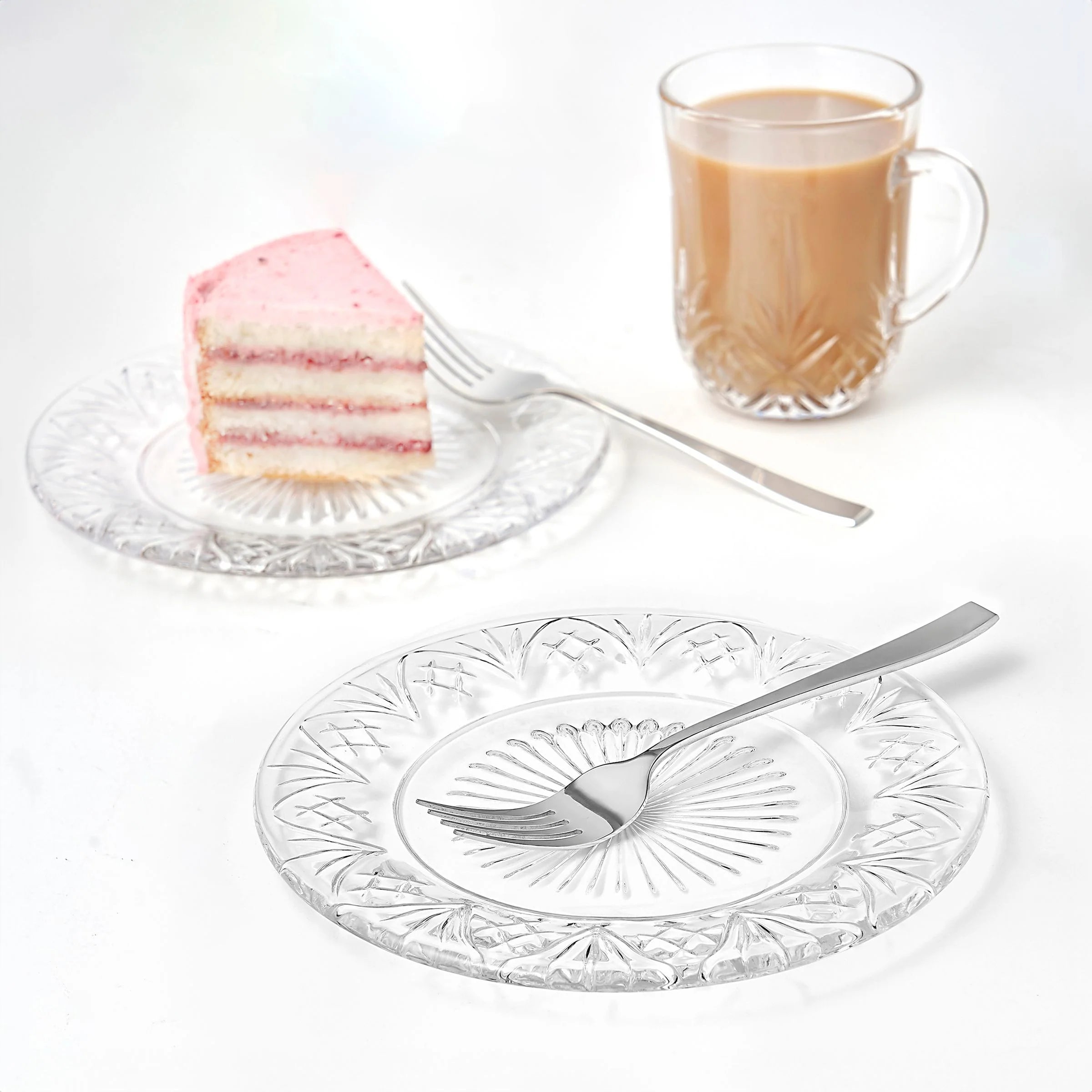 Dublin Crystal Dessert Plate & Dessert Fork Set of 4