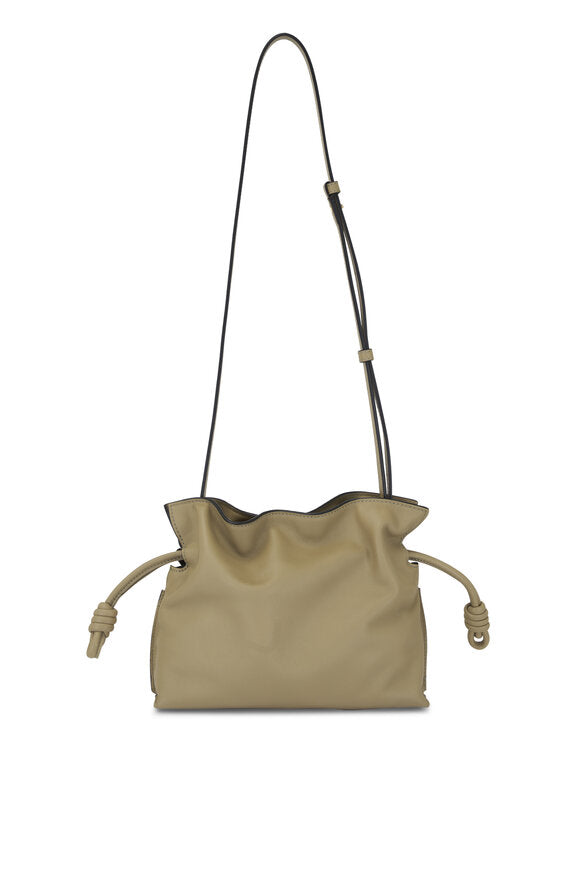 Flamenco Mini Napa Drawstring Bag in Clay Green