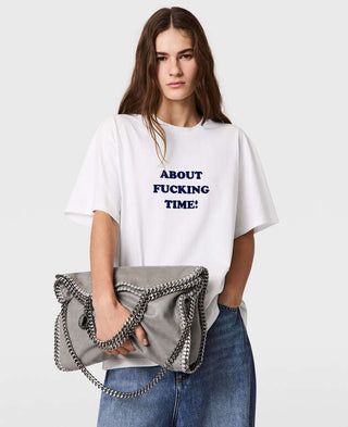 Falabella foldover shoulder grey bag