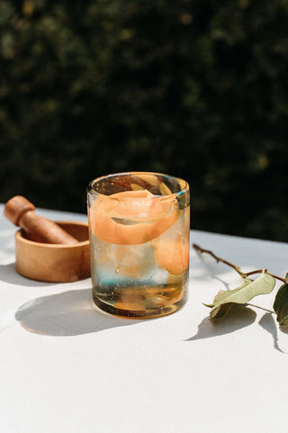 VASO ACAPULCO ( NARANJA AZUL TRANSPARENTE )
