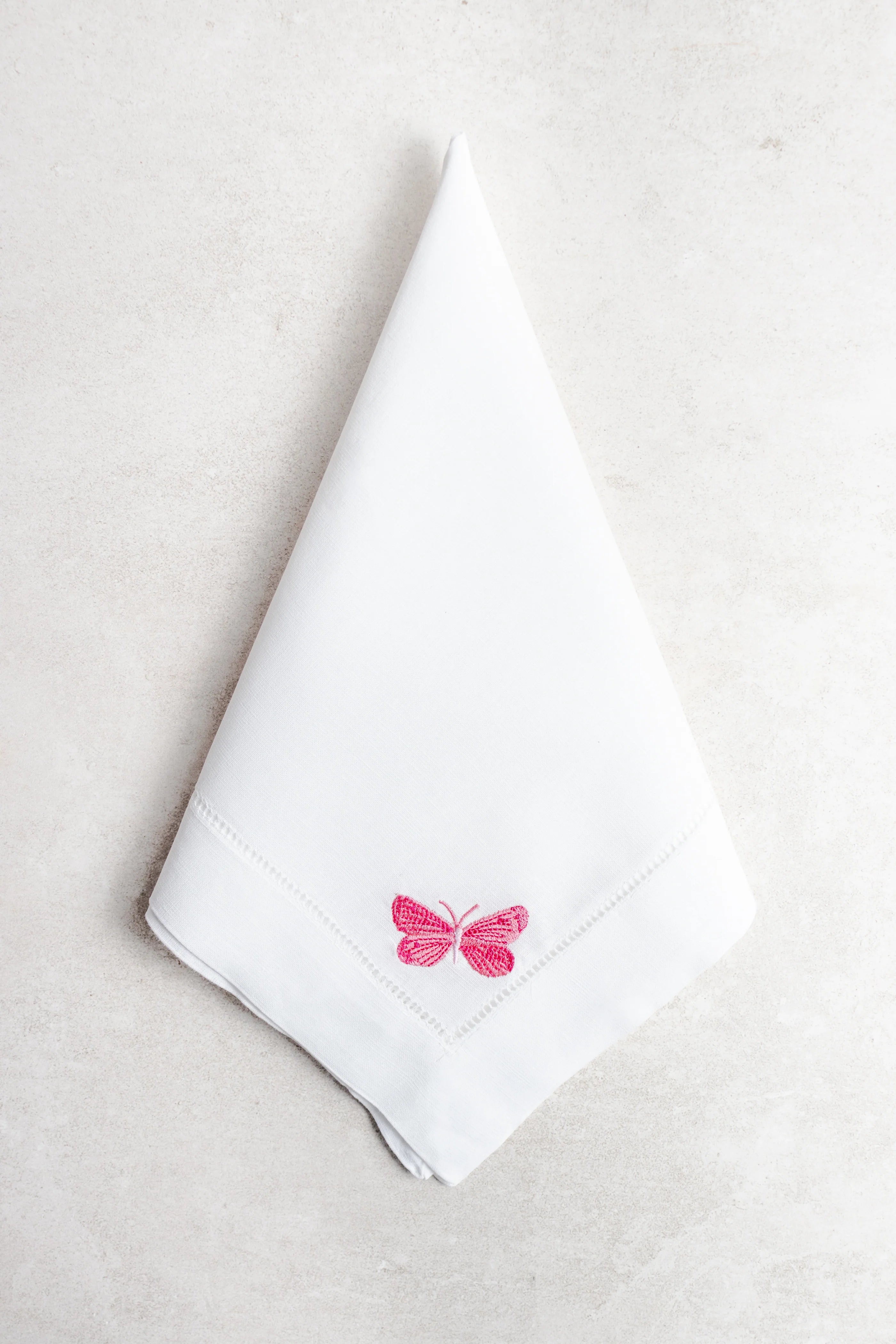 Servilleta de Lino con Mariposa Rosa