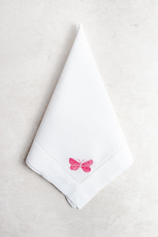 Servilleta de Lino con Mariposa Rosa