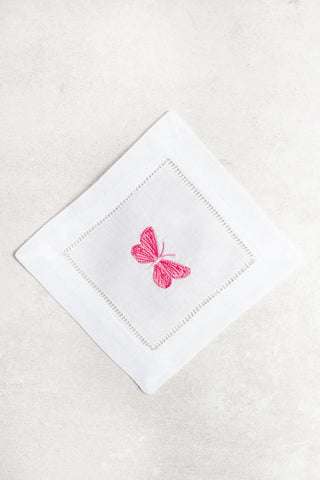 Coctelera de Lino con Mariposa Rosa