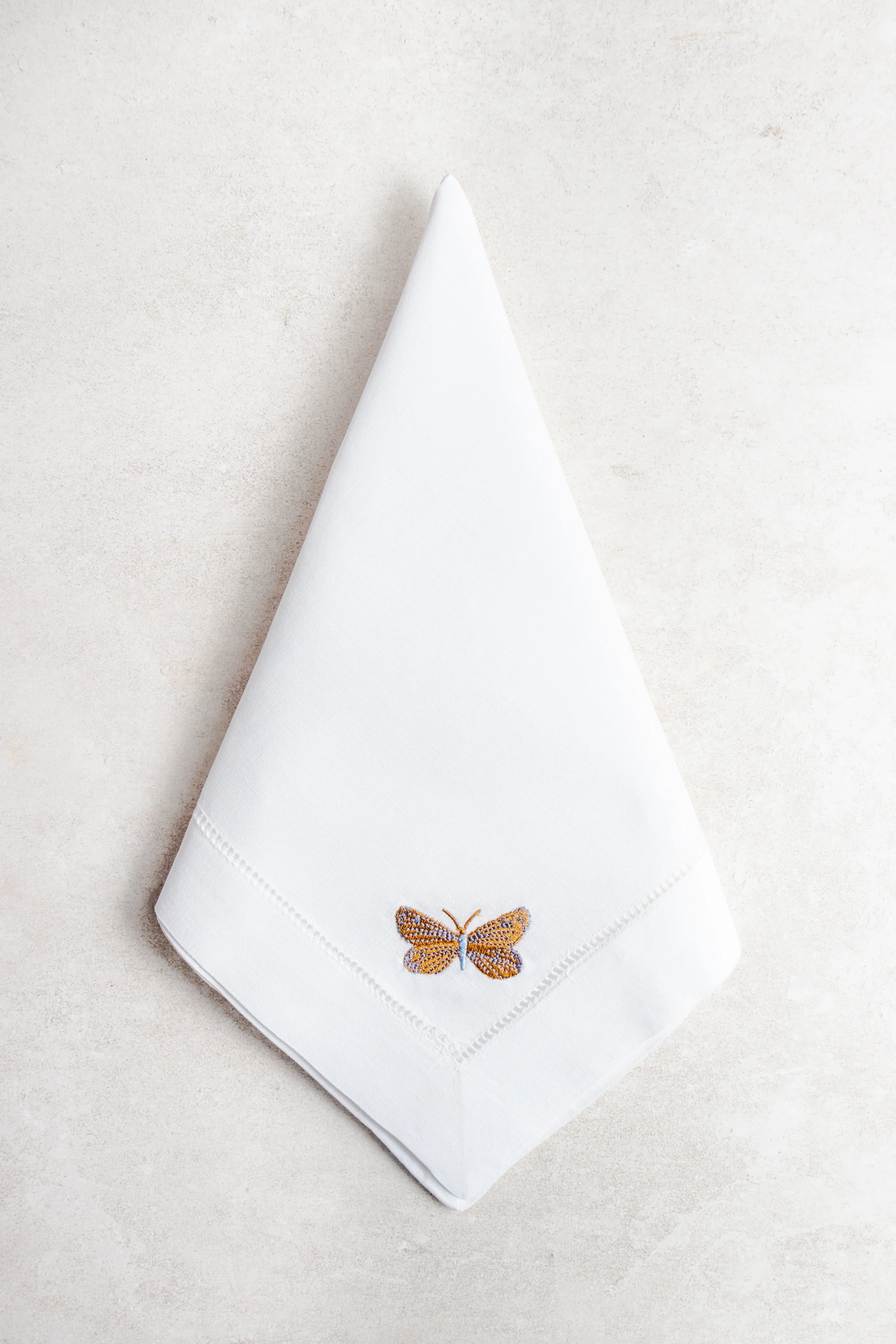 Servilleta de Lino con Mariposa Naranja