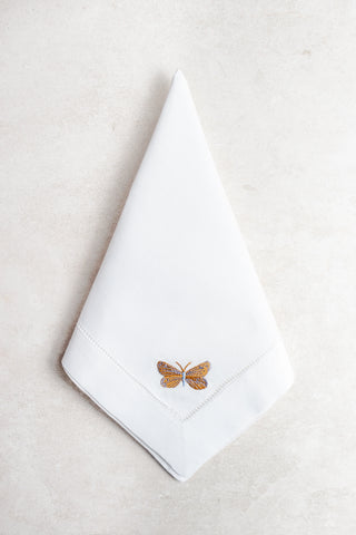 Servilleta de Lino con Mariposa Naranja
