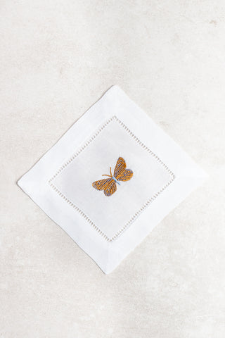 Coctelera de Lino con Mariposa Naranja