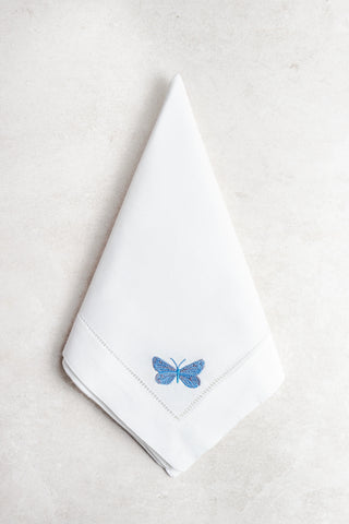 Servilleta de Lino con Mariposa Azul