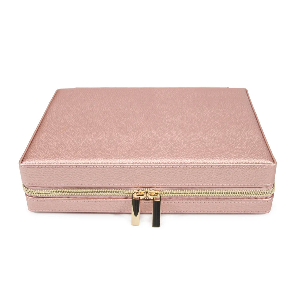 Leah Large Travel Jewelry Case (Pink)