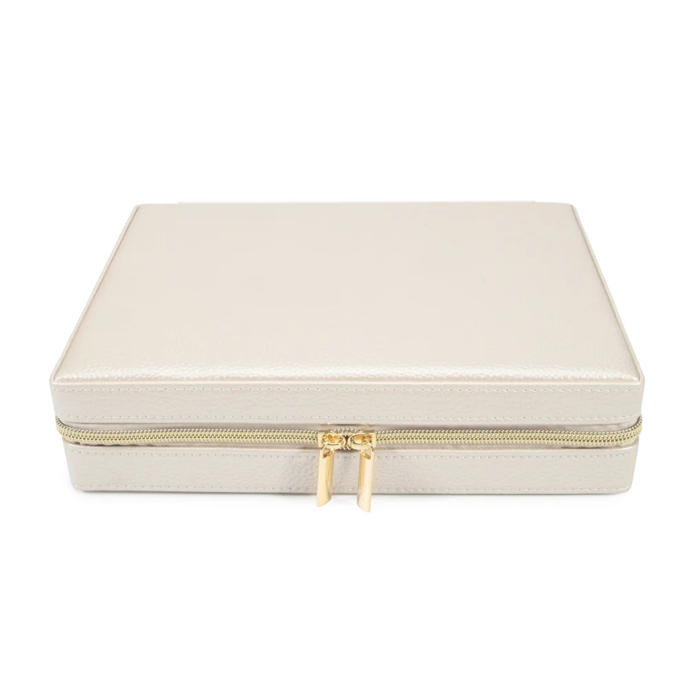 Leah Large Travel Jewelry Case (Pearl White)