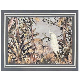 Individual de uso diario "aves tropicales con marco gris"