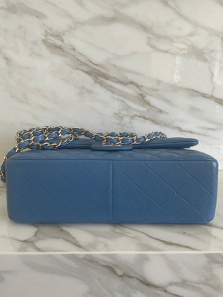 Classic Flap Jumbo Blue Caviar Bag