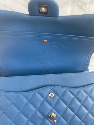 Classic Flap Jumbo Blue Caviar Bag