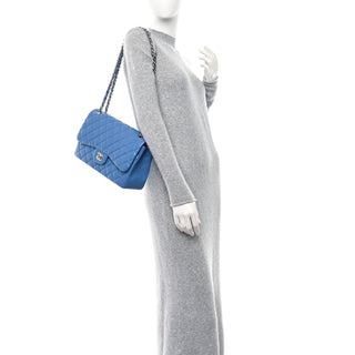 Classic Flap Jumbo Blue Caviar Bag