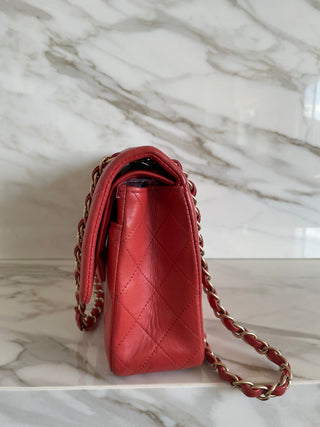 Classic Flap Medium Red Lambskin Bag