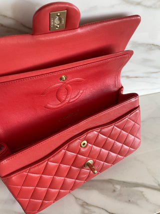 Classic Flap Medium Red Lambskin Bag