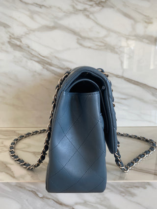 CLASSIC LARGE BLUE LAMBSKIN FLAP BAG