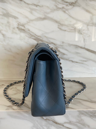 CLASSIC LARGE BLUE LAMBSKIN FLAP BAG