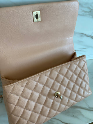 COCO CAVIAR MEDIUM ROSE FLAP BAG