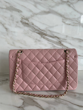 CLASSIC FLAP LAMBSKIN MEDIUM LIGHT PINK BAG