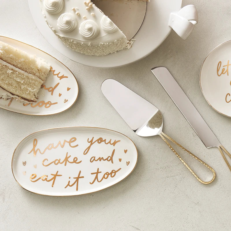 Gold Handle Cake Knive + Server