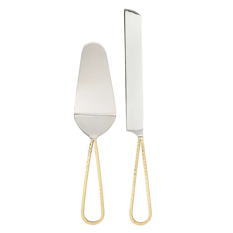Gold Handle Cake Knive + Server