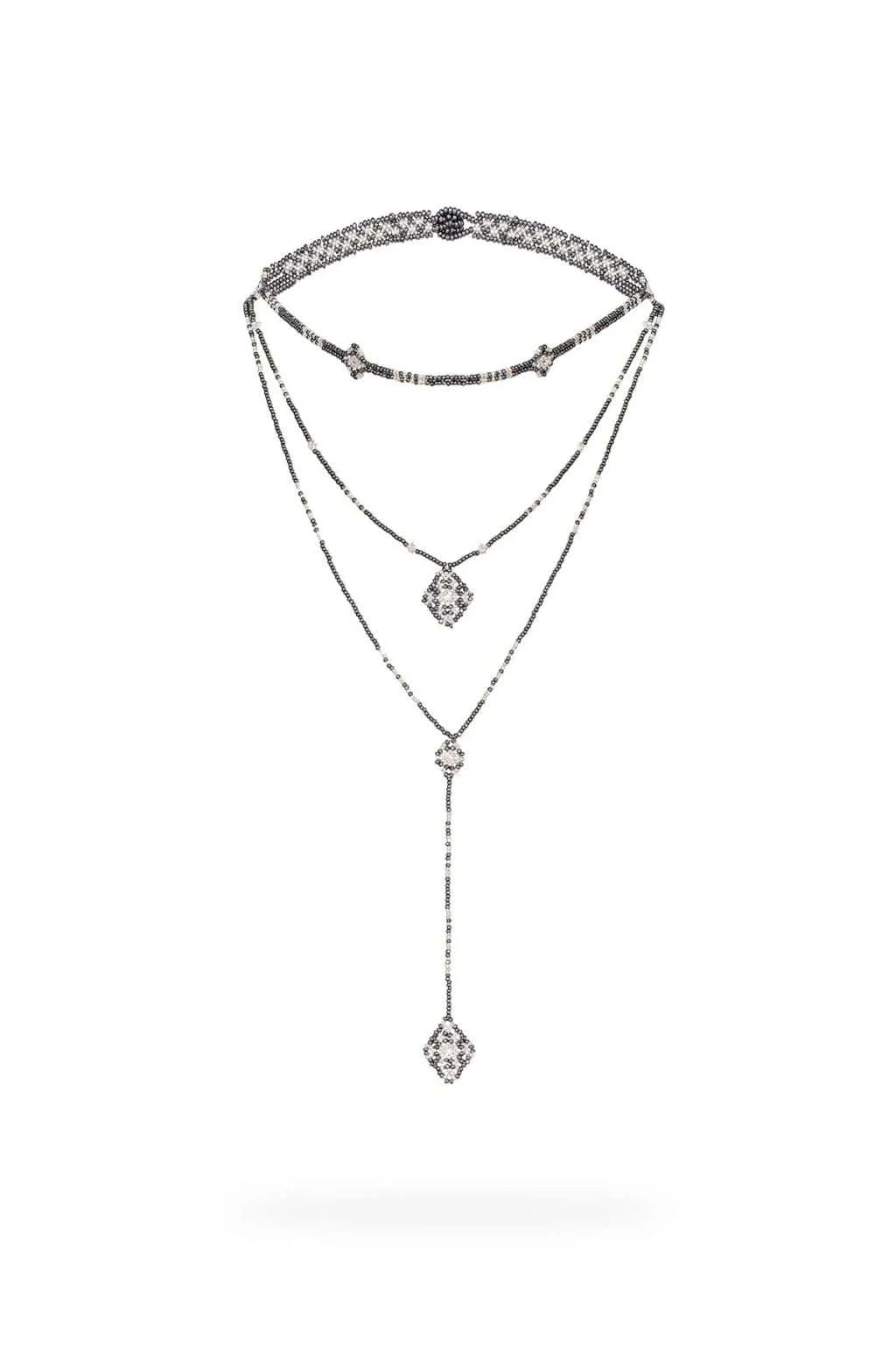 MINI COLLAR WIXA - CRISTAL GRIS METÁLICO / PLATA