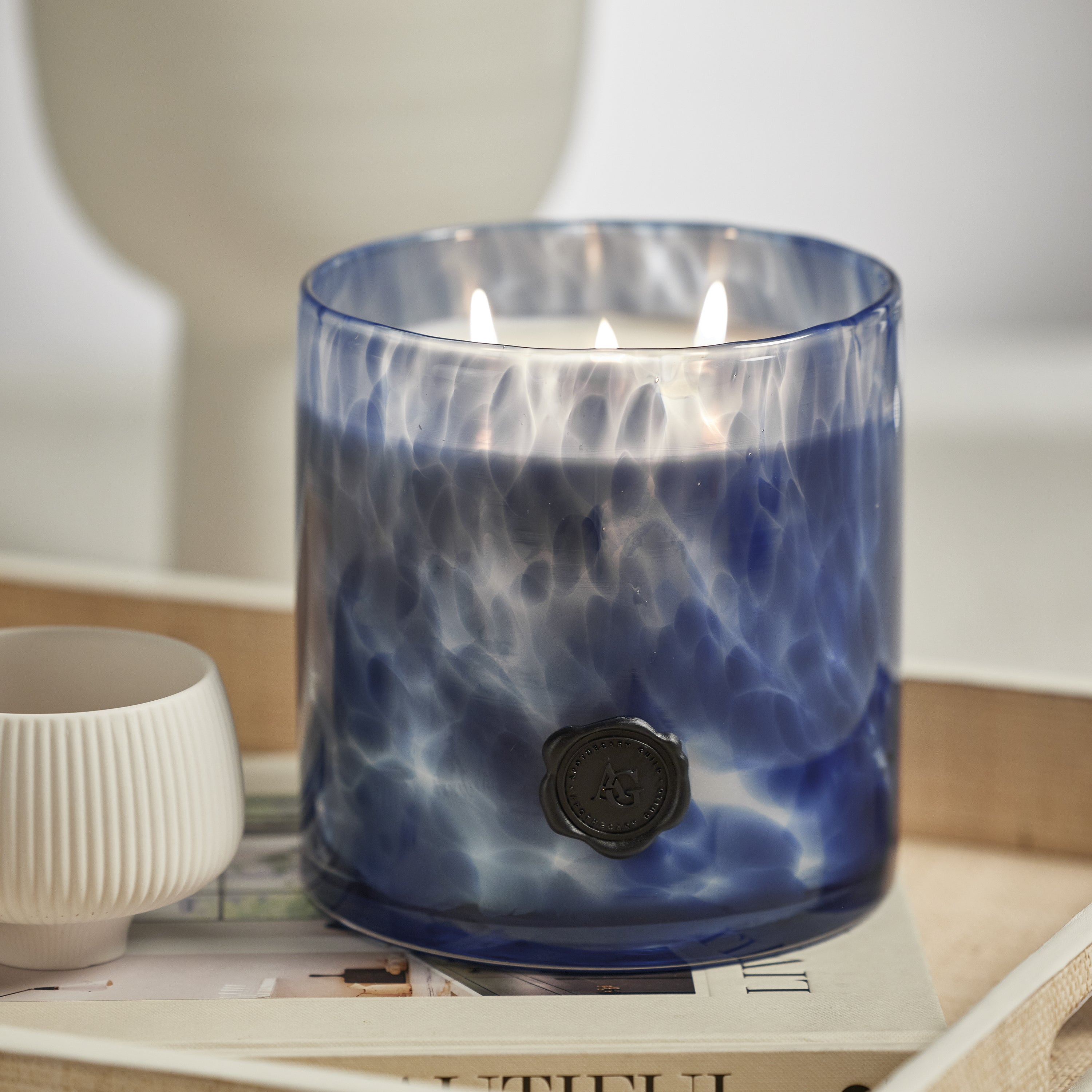 Apothecary Guild Opal Glass 3 Wick Candle Jar - Sea Salt