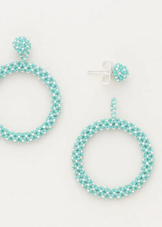 ARETES UN ARO MARTHA PLATA AZUL TURQUESA