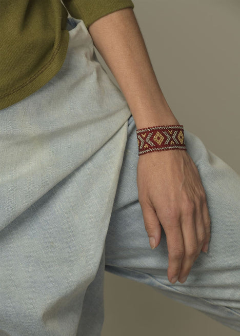 BRAZALETE MARTHA PLATA PLATINO ROJA CEREZA