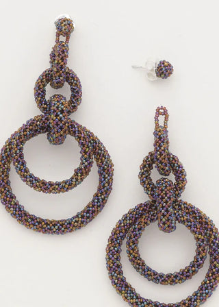 ARETES CINCO AROS CADENA TOPAZ TORNASOL