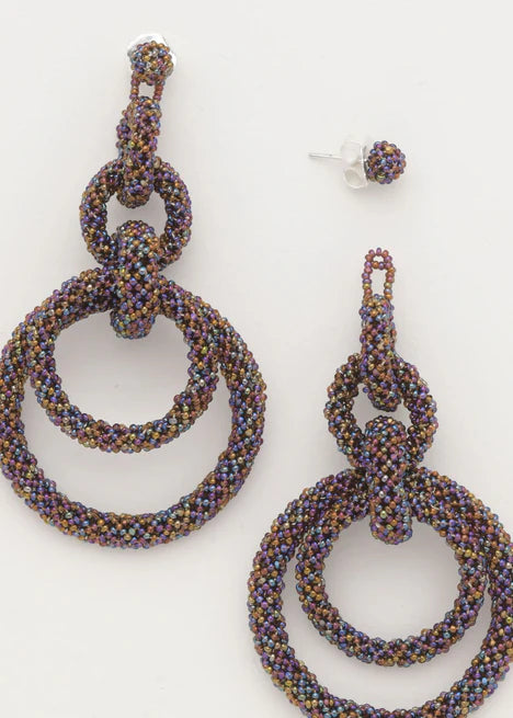 ARETES CINCO AROS CADENA TOPAZ TORNASOL