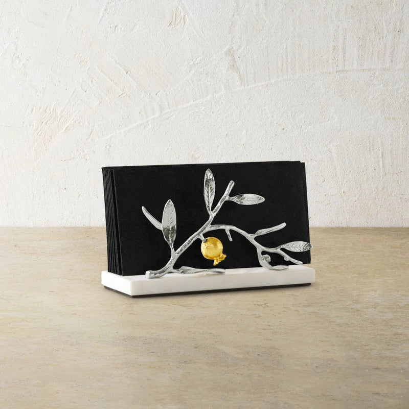 Pomegrante Silver & Gold Vertical Napkin Holder